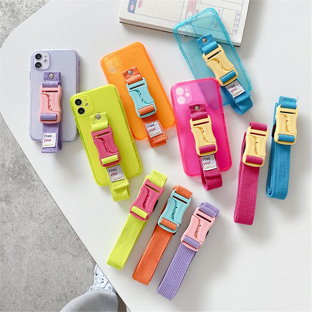 Fluorescent wristband transparent silicone phone case for iPhone