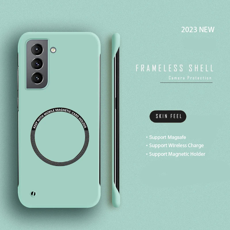 Magnetic wireless charging strap with genuine silicone phone case suitable for Samsung