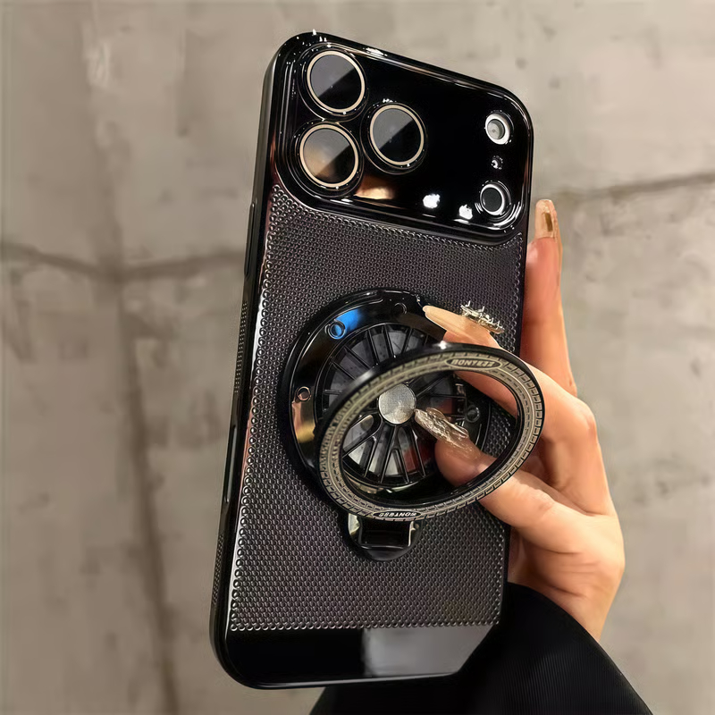 Heat-dissipating gyroscope stand case for iPhone