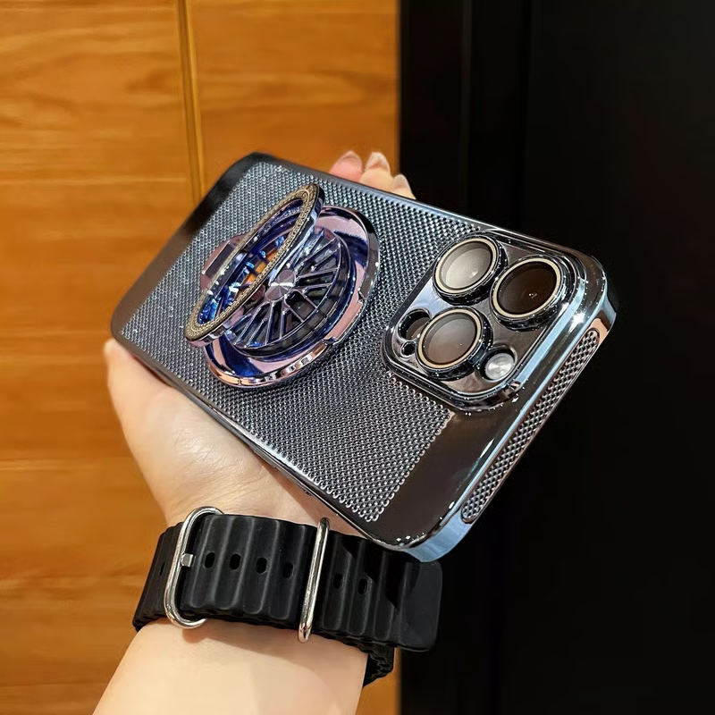 Heat-dissipating gyroscope stand case for iPhone