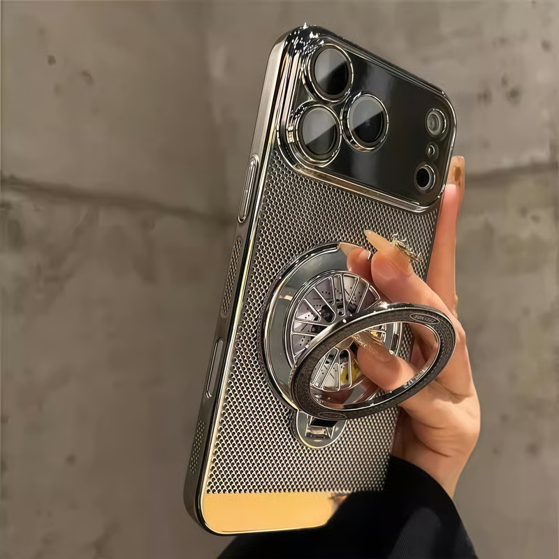 Heat-dissipating gyroscope stand case for iPhone