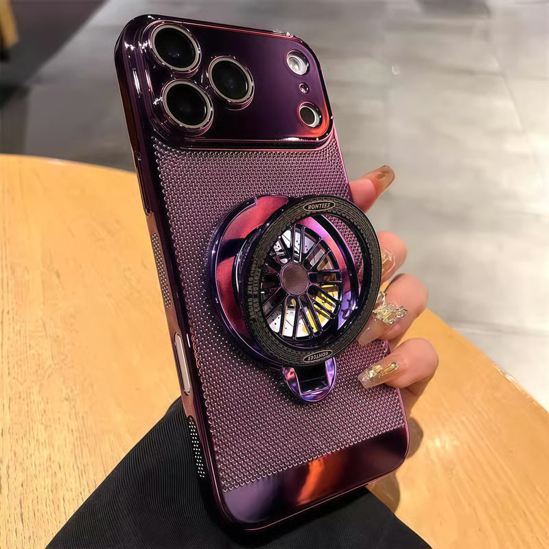 Heat-dissipating gyroscope stand case for iPhone