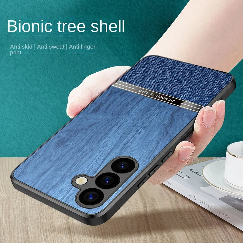 Imitation Wood Grain Leather Shockproof Case for Samsung