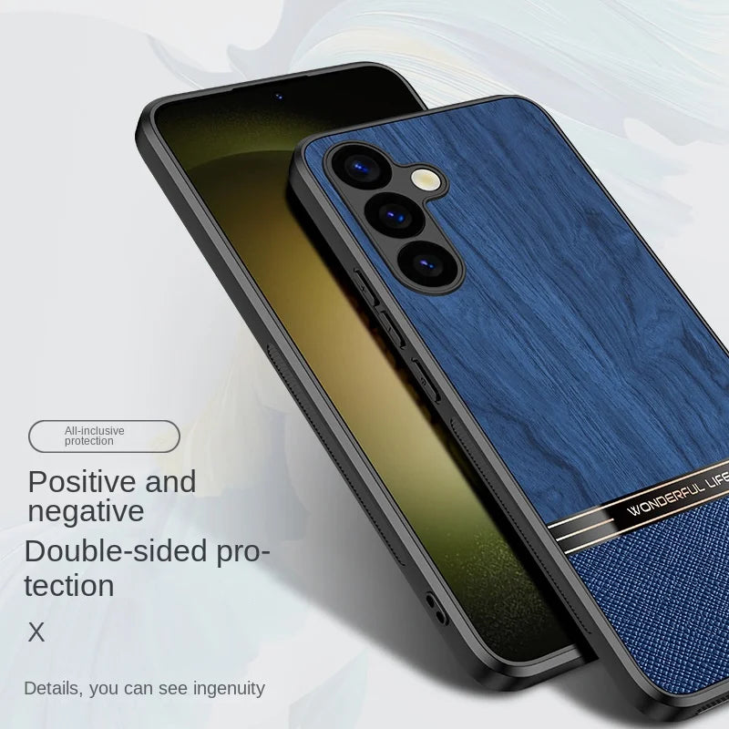 Imitation Wood Grain Leather Shockproof Case for Samsung