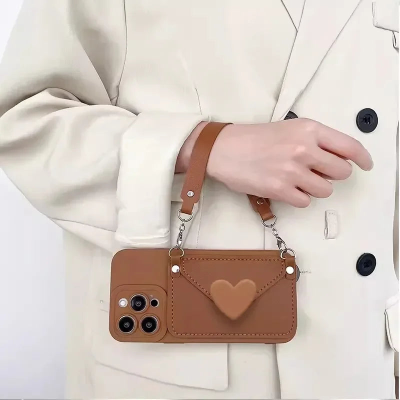 Crossbody Lanyard Necklace Strap Card Holder Phone Case for iPhone