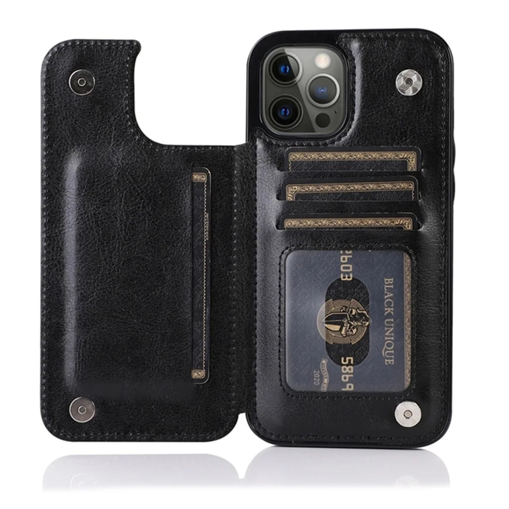 Flip Leather Wallet Case for iPhone