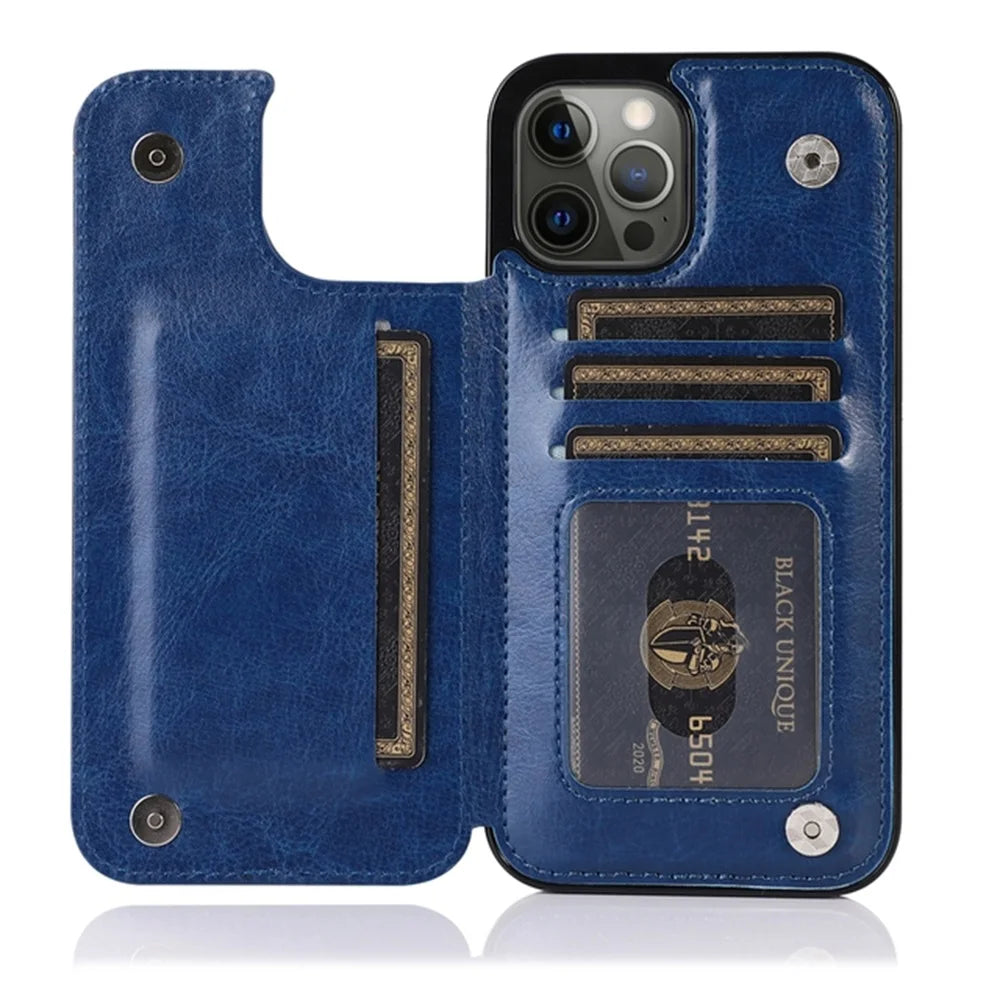 Flip Leather Wallet Case for iPhone