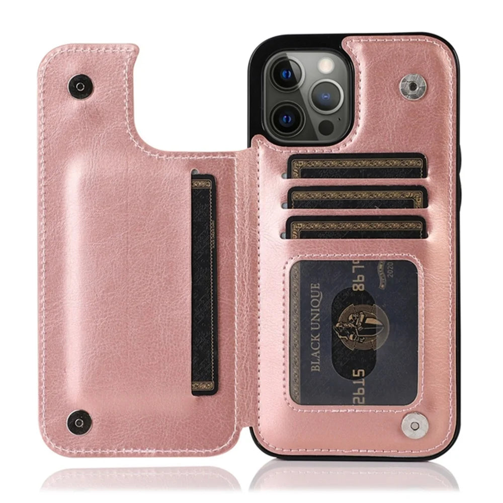 Flip Leather Wallet Case for iPhone