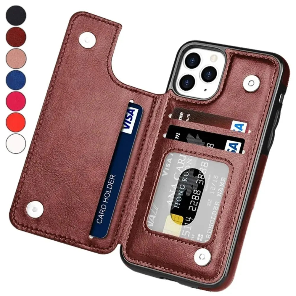 Flip Leather Wallet Case for iPhone