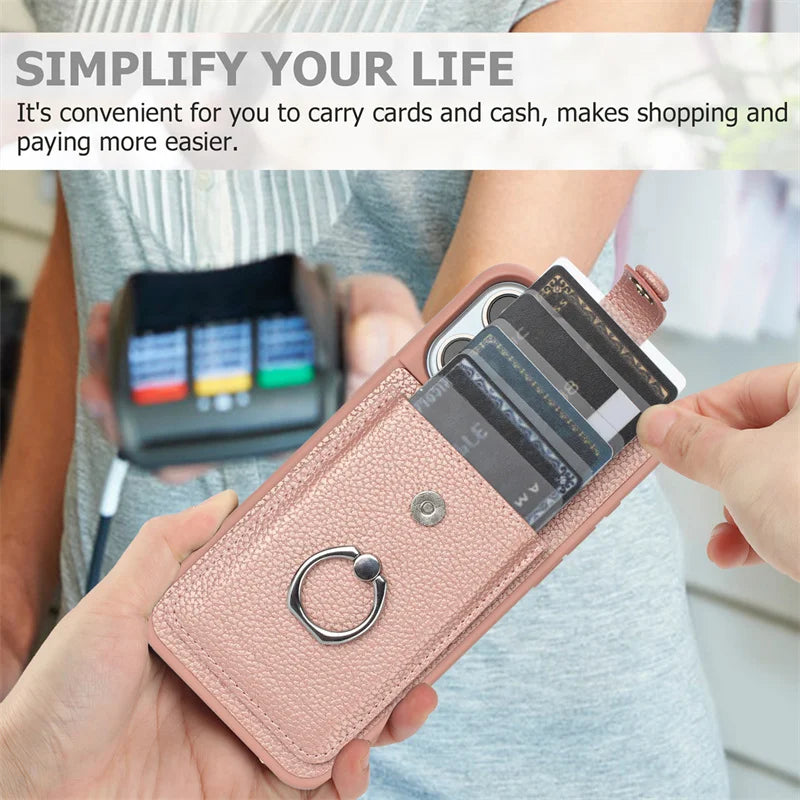 Leather With Cards Slot Phone Case For iPhone