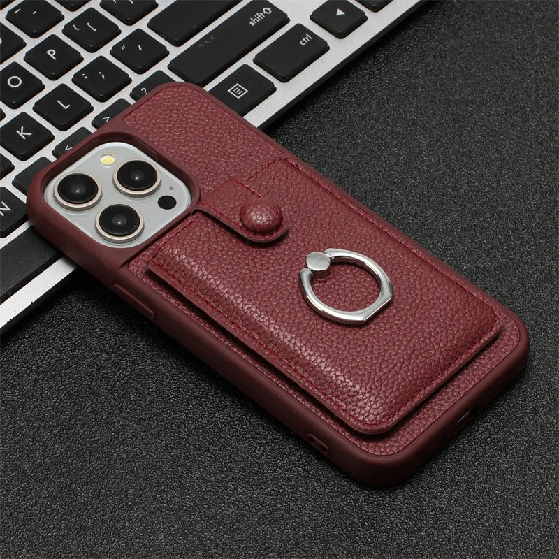 Leather With Cards Slot Phone Case For iPhone