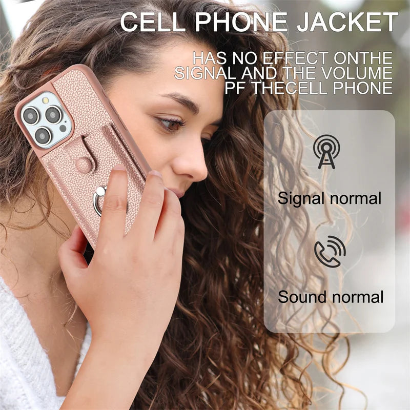 Leather With Cards Slot Phone Case For iPhone