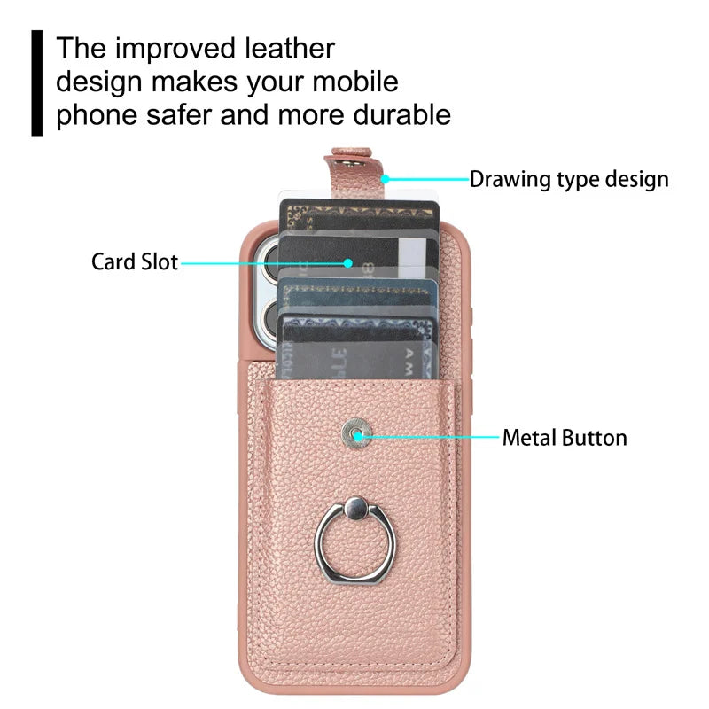 Leather With Cards Slot Phone Case For iPhone