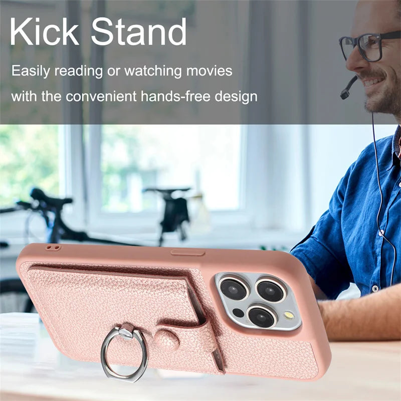 Leather With Cards Slot Phone Case For iPhone