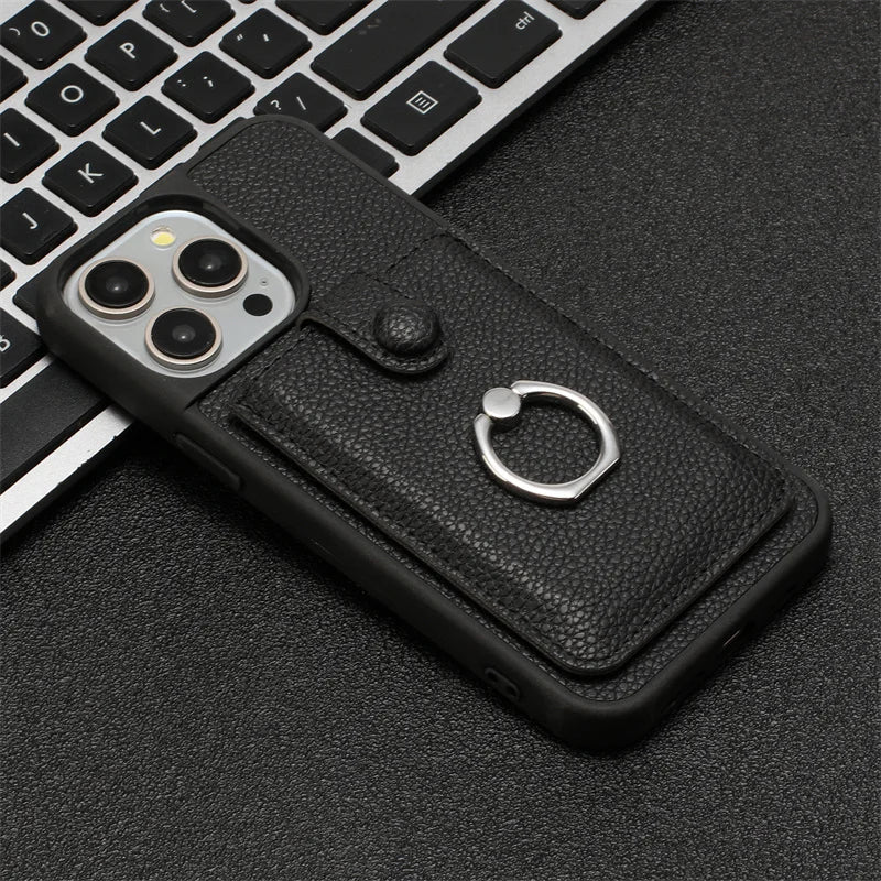 Leather With Cards Slot Phone Case For iPhone