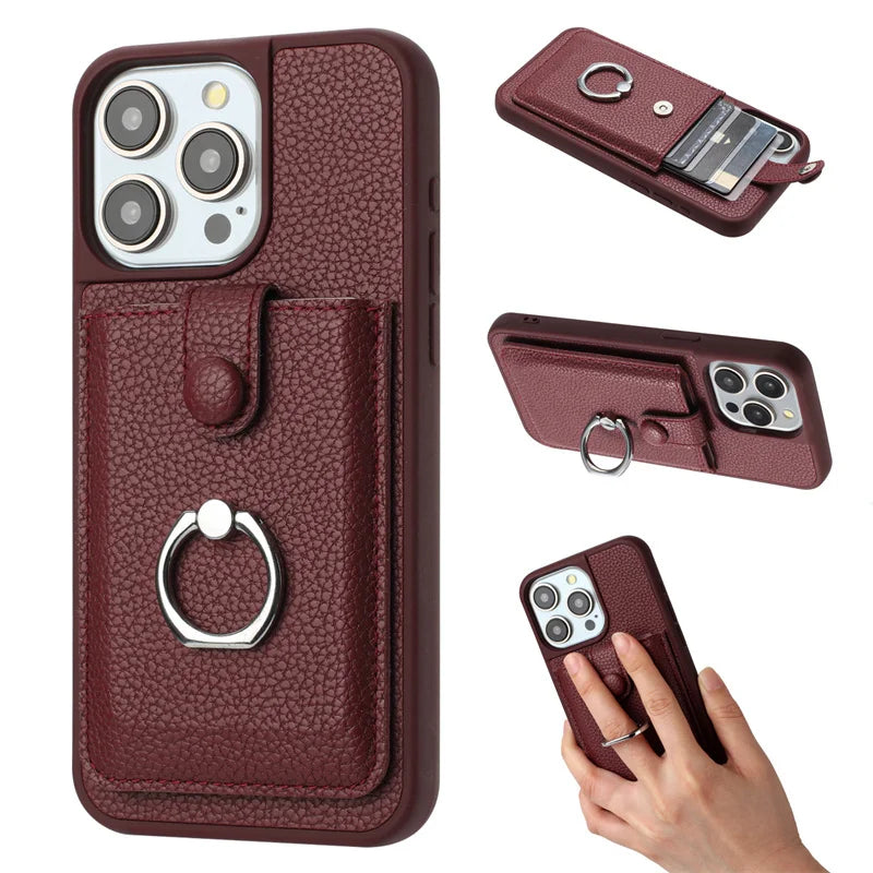 Leather With Cards Slot Phone Case For iPhone