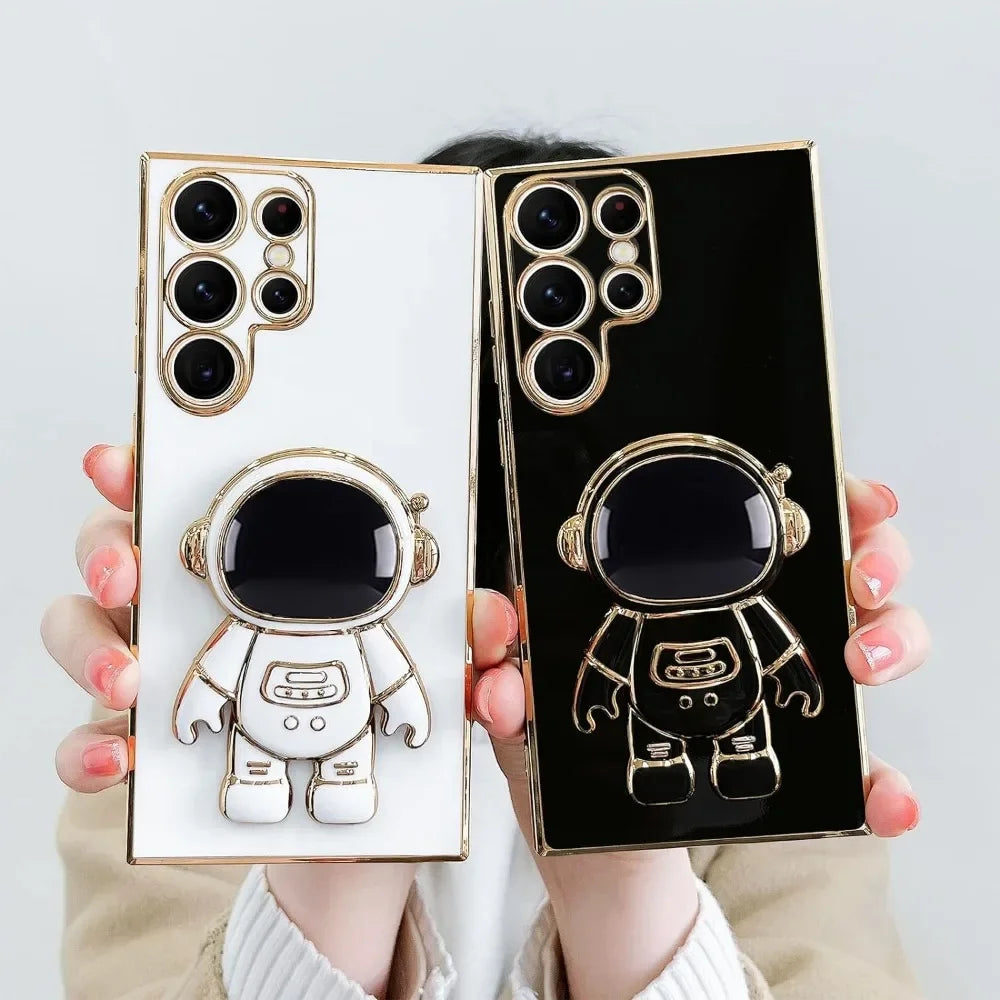 Ultra thin soft shock-absorbing electroplated cover luxury astronaut holder phone case suitable for Samsung
