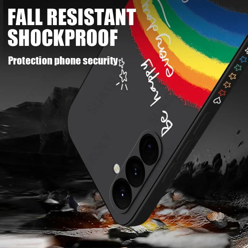 Luxury Colorful Rainbow Hand Lanyard Case For Samsung