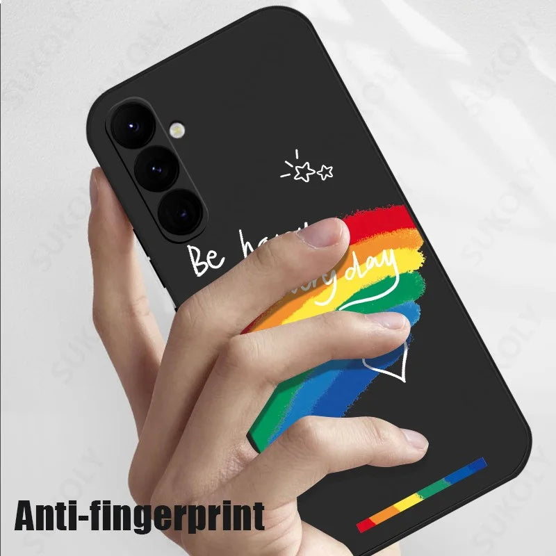 Luxury Colorful Rainbow Hand Lanyard Case For Samsung