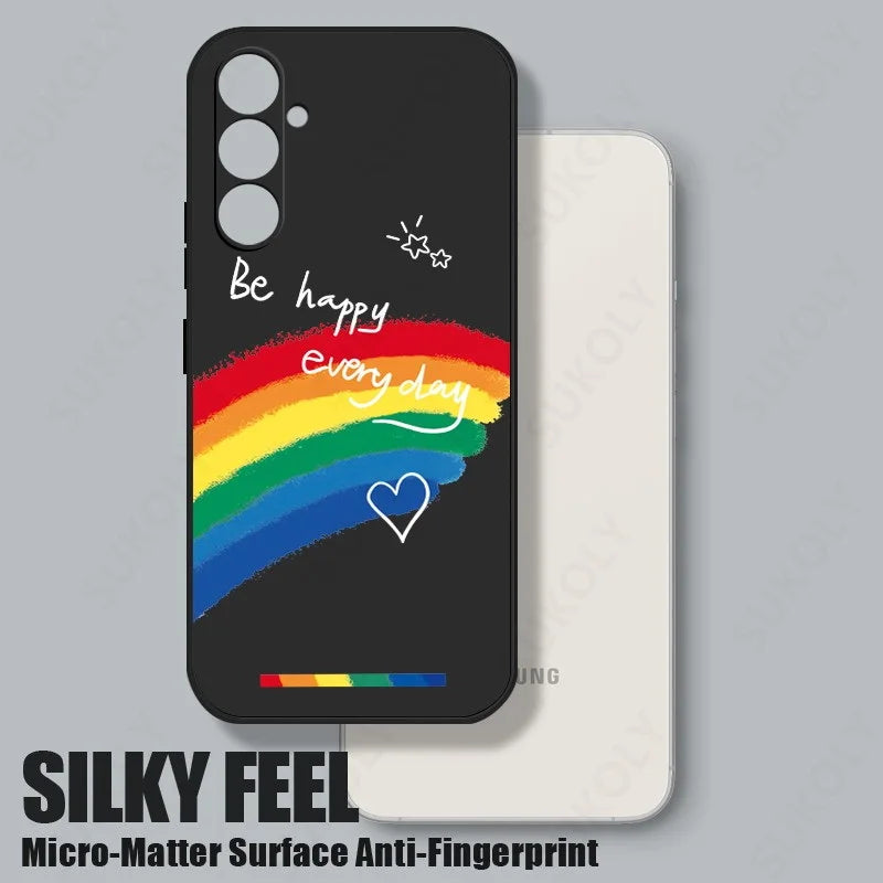 Luxury Colorful Rainbow Hand Lanyard Case For Samsung