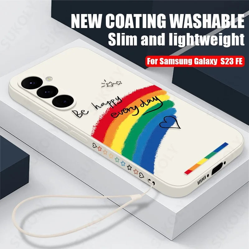 Luxury Colorful Rainbow Hand Lanyard Case For Samsung