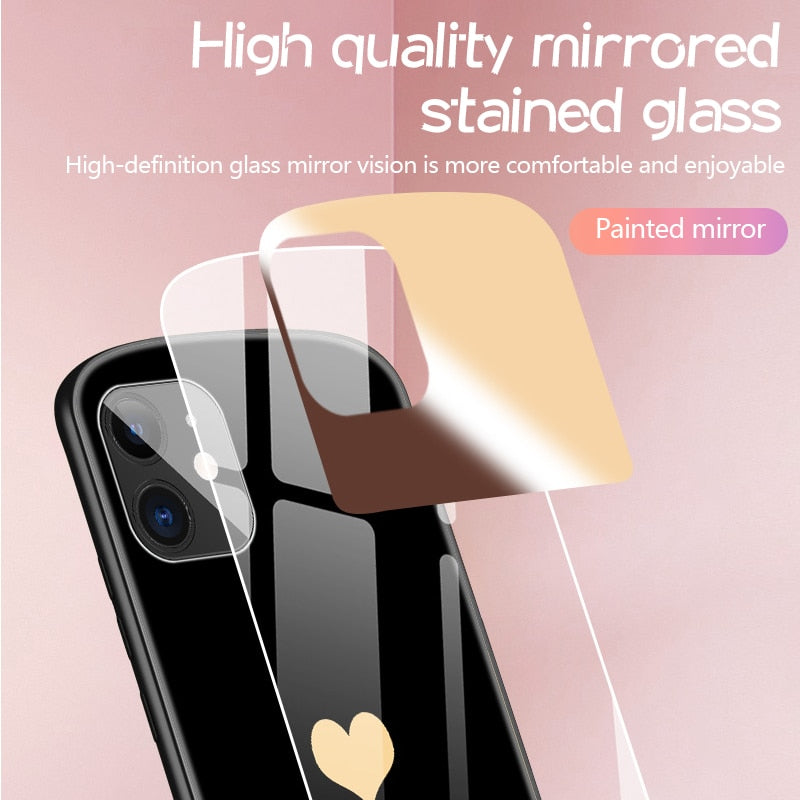 Luxury Oval Tempered Glass Phone Case For iPhone