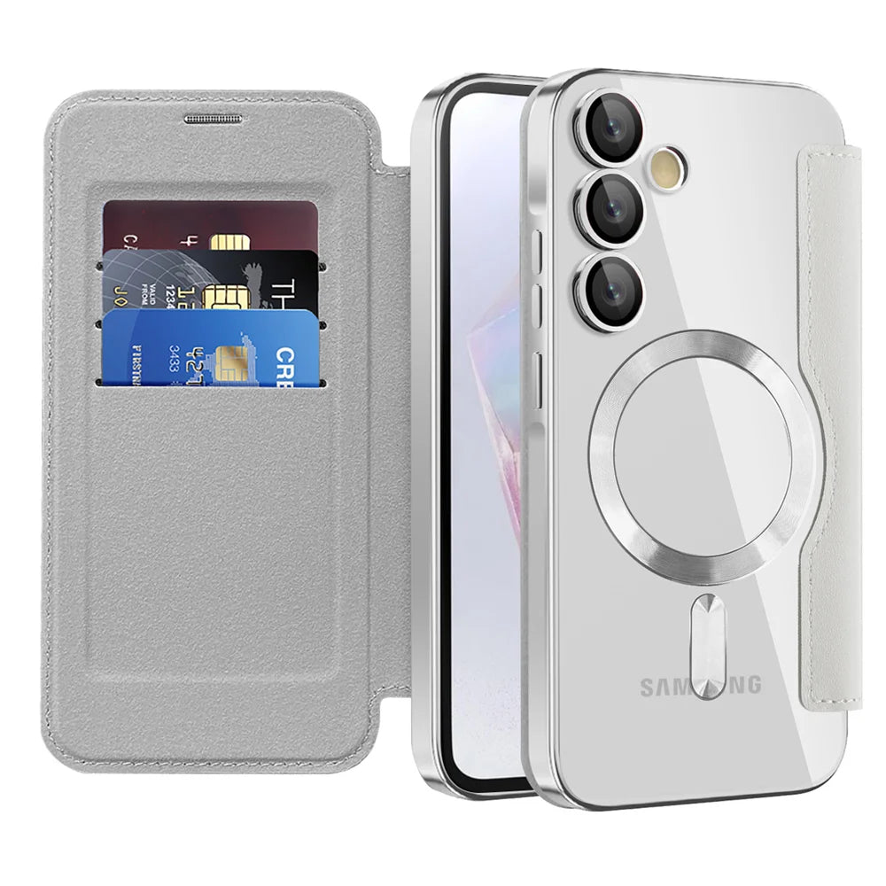 Luxury Flip Leather Card Clip Magnetic Phone Case for Samsung