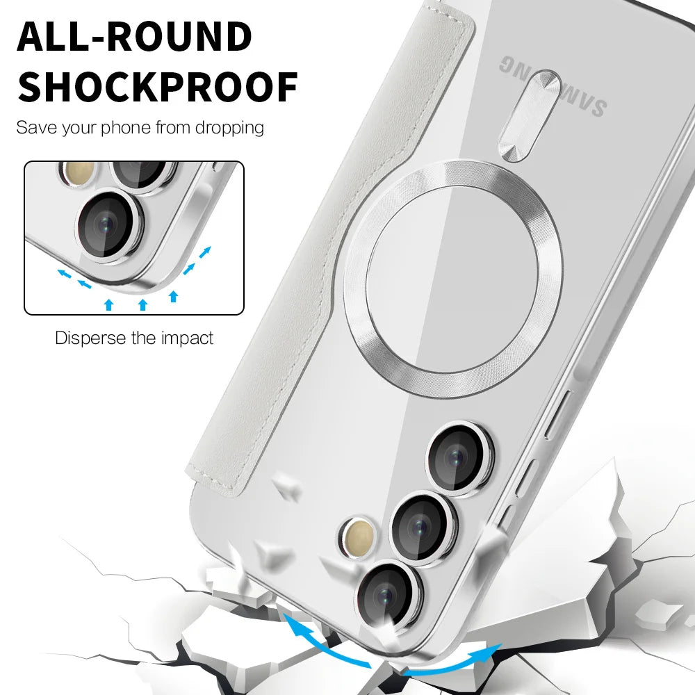 Luxury Flip Leather Card Clip Magnetic Phone Case for Samsung