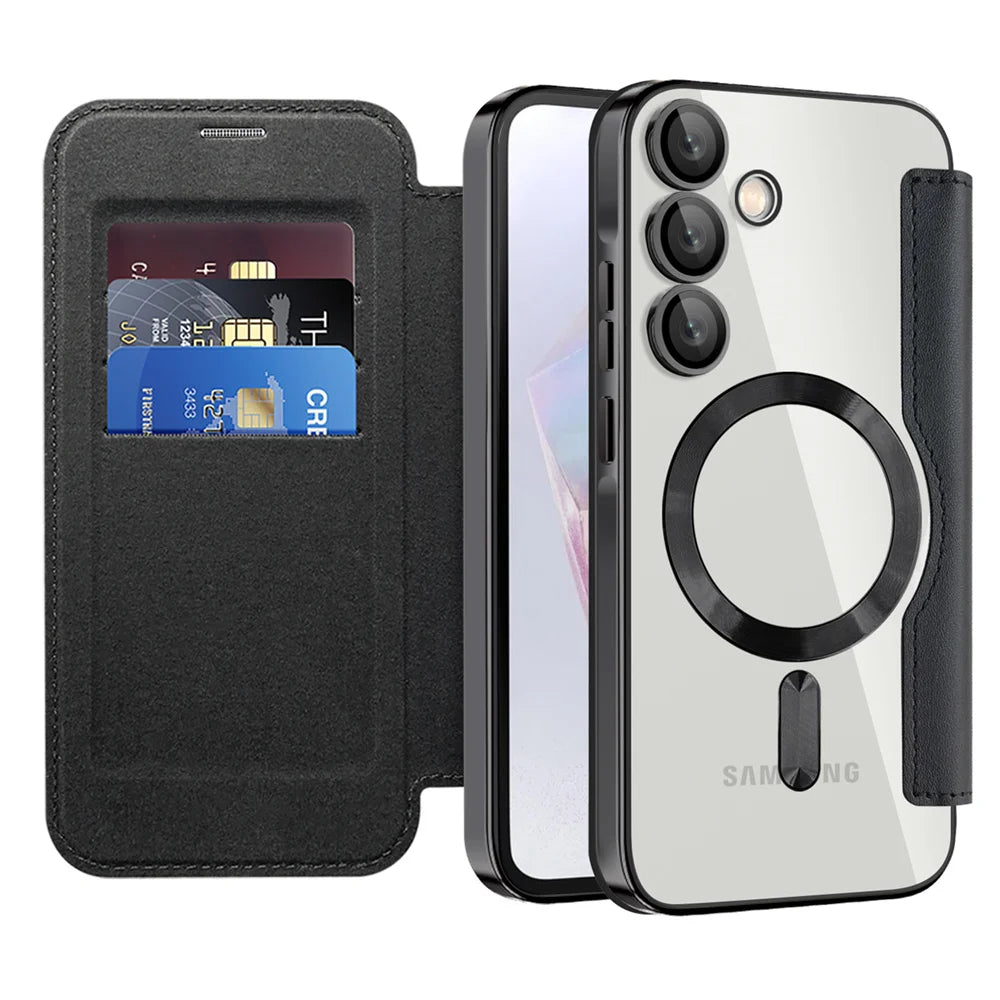 Luxury Flip Leather Card Clip Magnetic Phone Case for Samsung