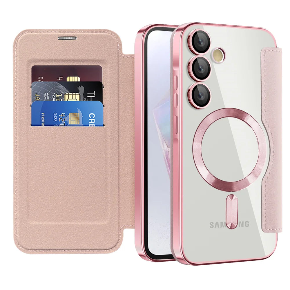 Luxury Flip Leather Card Clip Magnetic Phone Case for Samsung