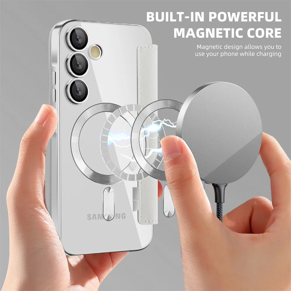 Luxury Flip Leather Card Clip Magnetic Phone Case for Samsung