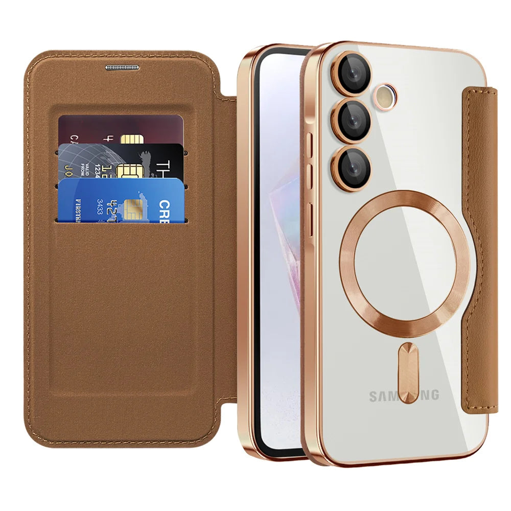 Luxury Flip Leather Card Clip Magnetic Phone Case for Samsung