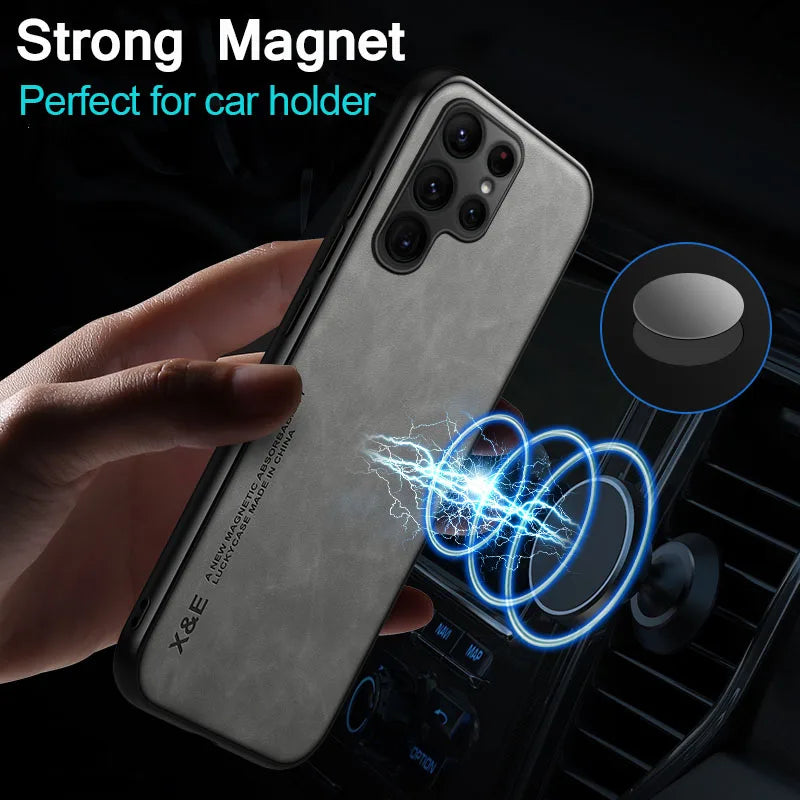Luxury Magnetic Leather Case for Samsung