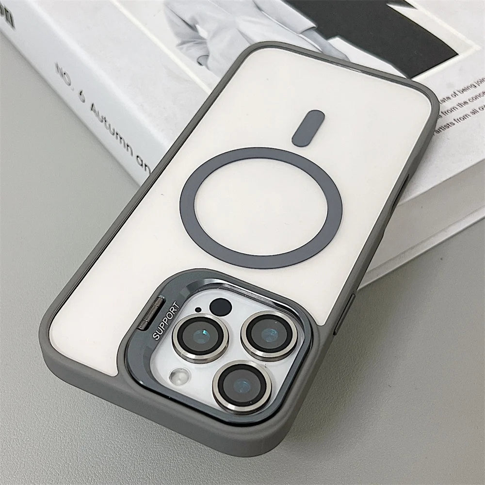 Luxury shock-absorbing glass lens protective case for iPhone