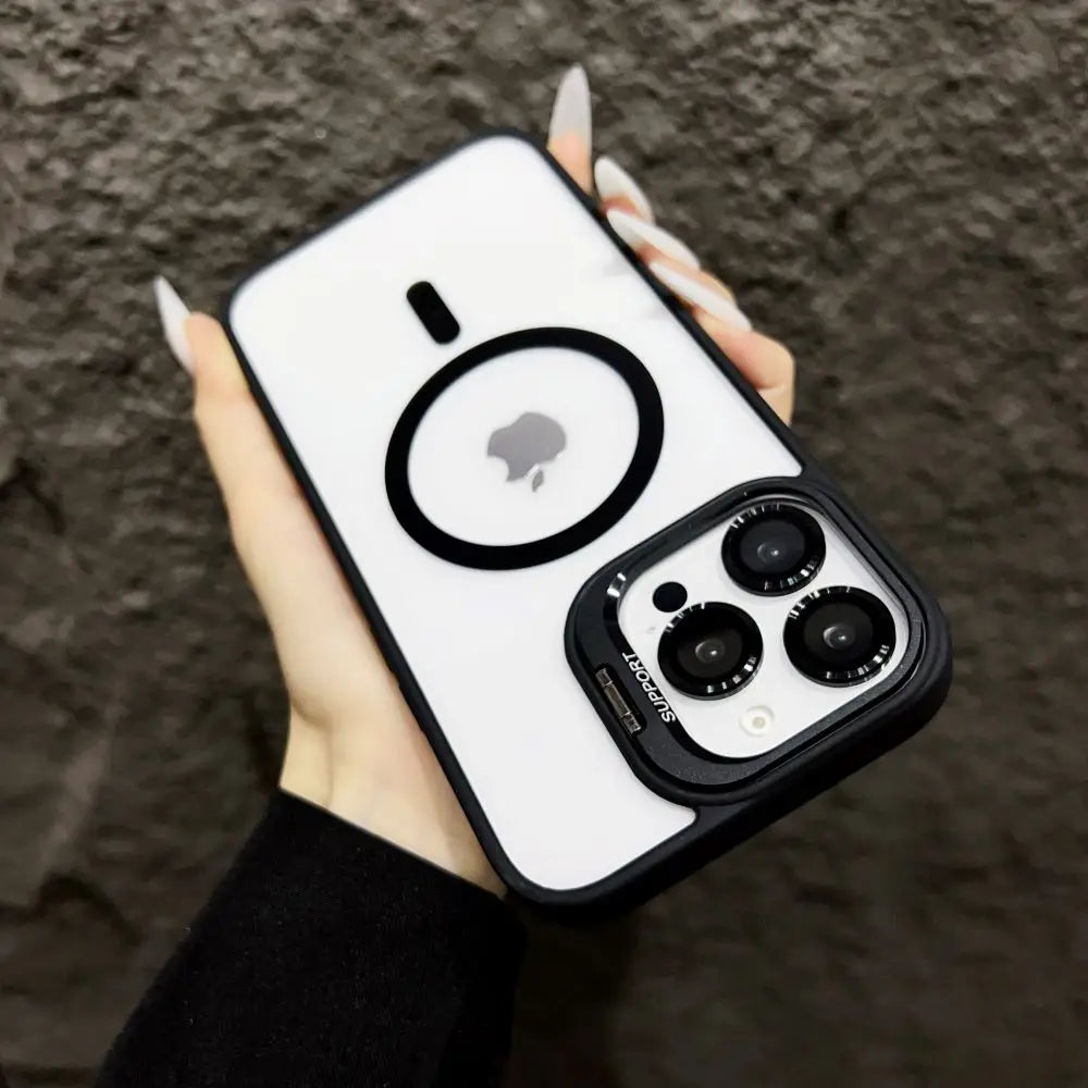 Luxury shock-absorbing glass lens protective case for iPhone