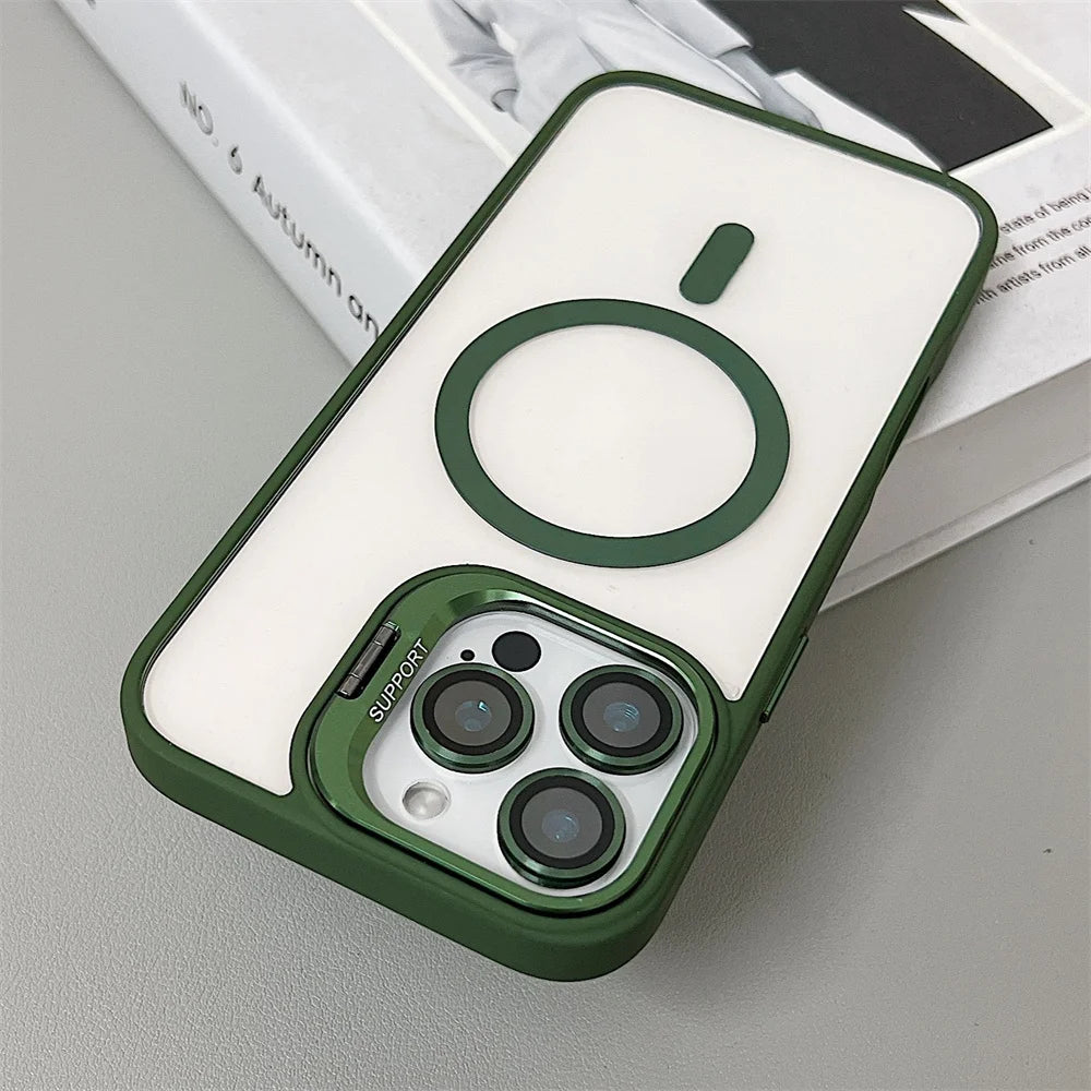 Luxury shock-absorbing glass lens protective case for iPhone