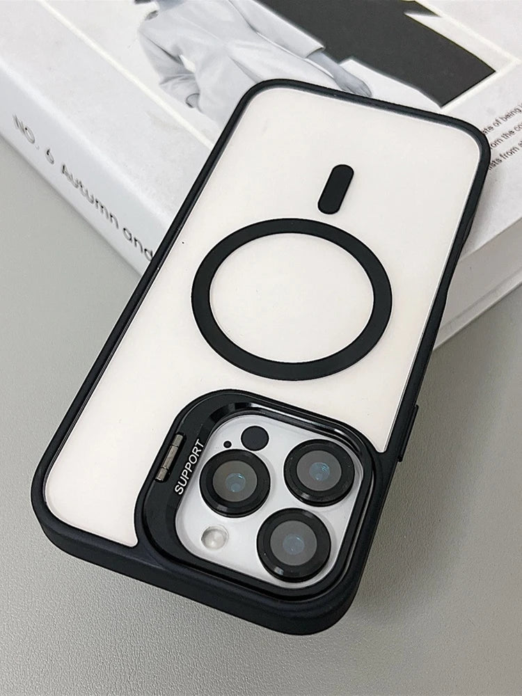 Luxury shock-absorbing glass lens protective case for iPhone