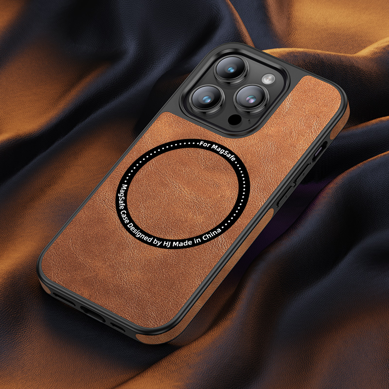 Luxury Magnetic Wireless Charging Leather Phone Case For iPhone