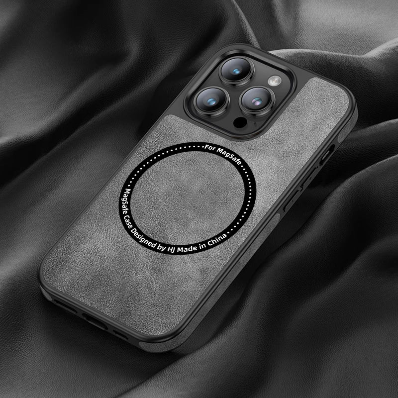 Luxury Magnetic Wireless Charging Leather Phone Case For iPhone