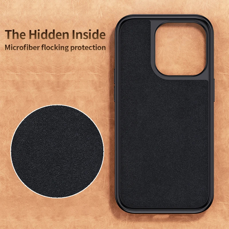 Luxury Magnetic Wireless Charging Leather Phone Case For iPhone