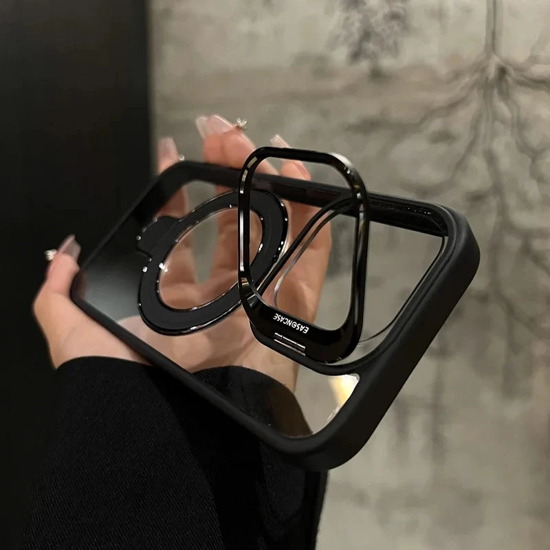 Luxury magnetic shock resistant protective transparent stand phone case suitable for iPhone