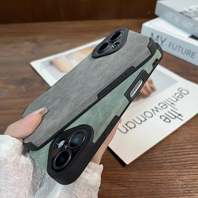 Luxury Matte Leather Silicone Case For iPhone 16
