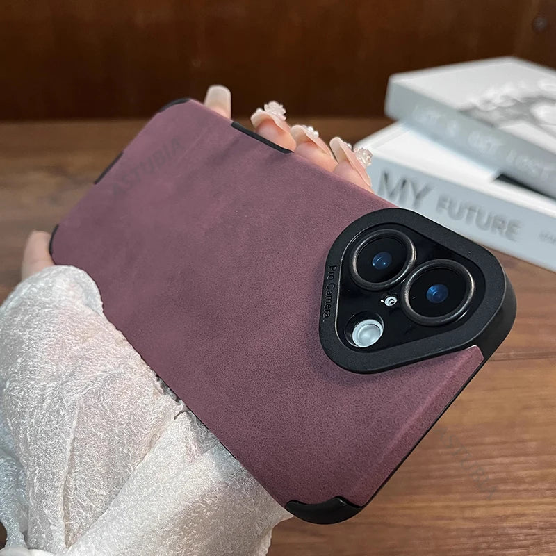 Luxury Matte Leather Silicone Case For iPhone 16