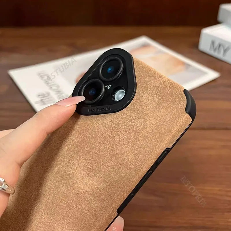 Luxury Matte Leather Silicone Case For iPhone 16