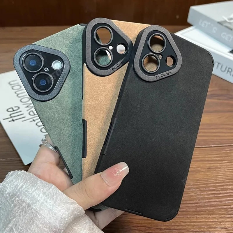 Luxury Matte Leather Silicone Case For iPhone 16