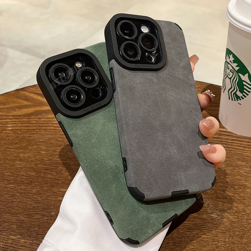 Luxury Matte Leather Silicone Case For iPhone 16