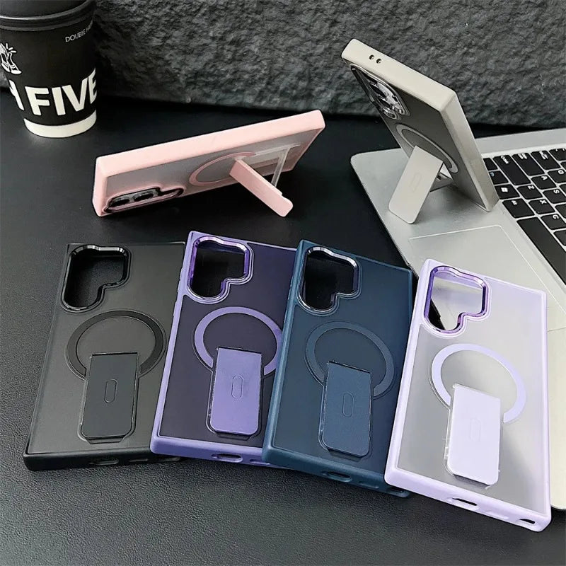 Luxury Matte Translucent Folding Stand Holder Case For Samsung