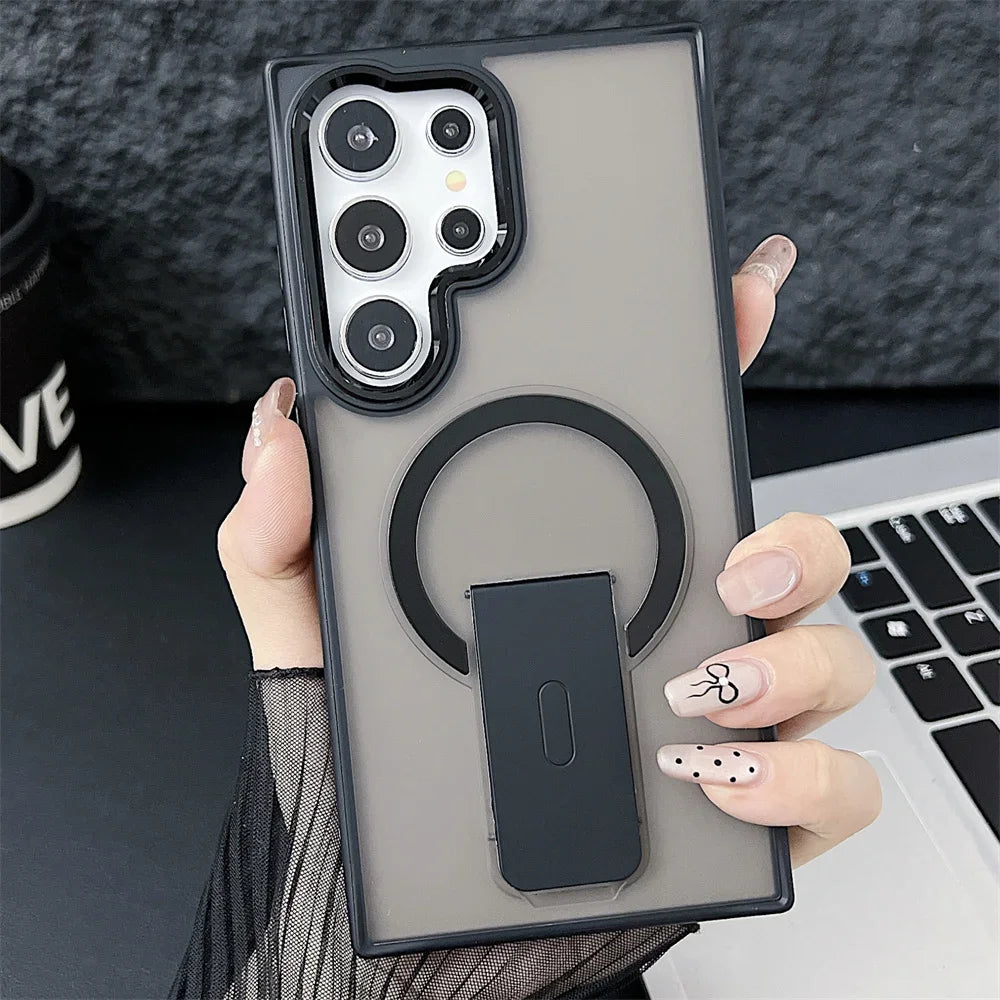 Luxury Matte Translucent Folding Stand Holder Case For Samsung