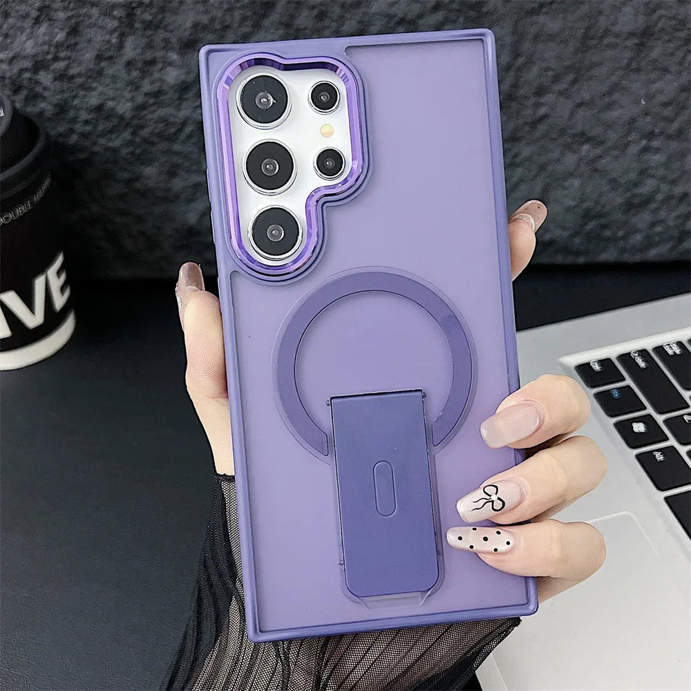 Luxury Matte Translucent Folding Stand Holder Case For Samsung