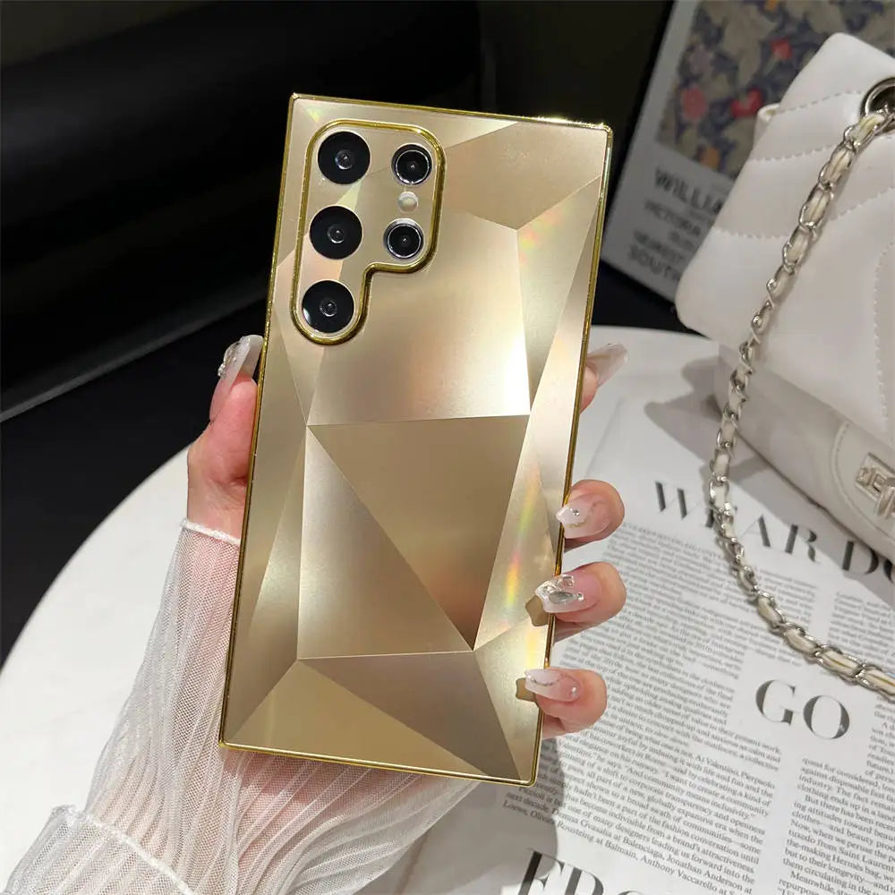 Luxury Plating 3D Diamond Pattern Matte Skin Touch Case for Samsung